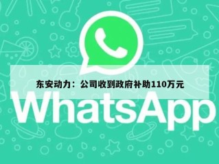 东安动力：公司收到政府补助110万元